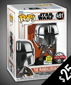 Chalice Collectibles Funko Pop! The Mandalorian: With Darksaber (Chrome - GITD) #491
